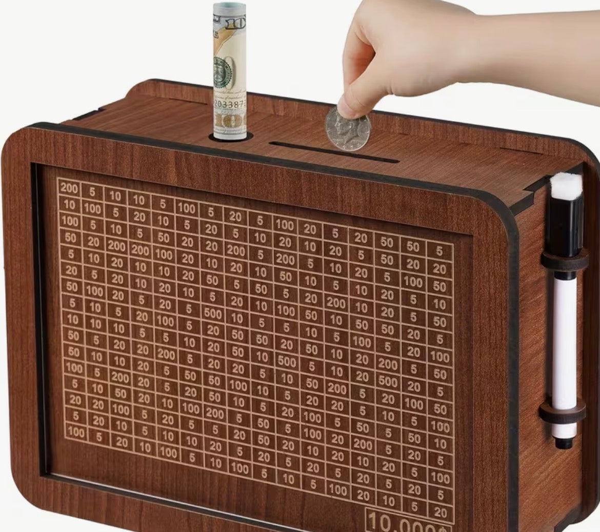 wooden money box that helps you save